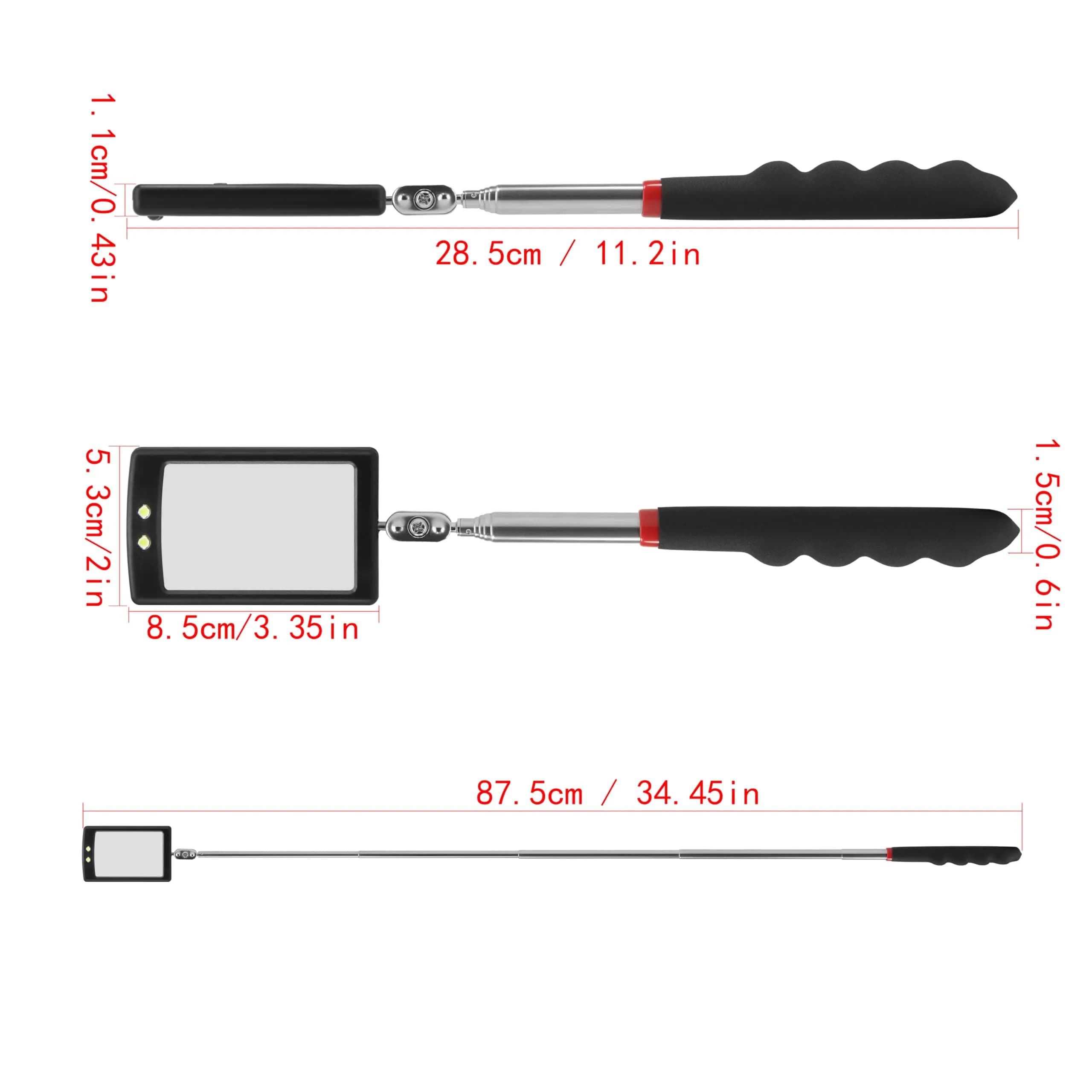 Enbar Telescopic Inspection Mirror 68cm (26.6 in) | 360° Rotating Head for Hard-to-Reach Areas - view 3