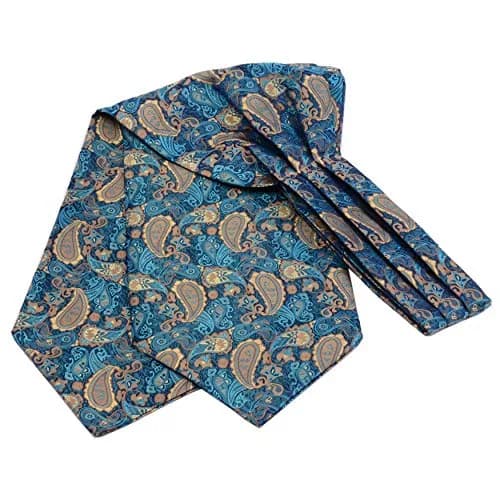 GUSLESON Men's Cravat Paisley Necktie Floral Jacquard Woven Gift Set (0603-13) | Elegant Silk Ascot & Pocket Square thumbnail 4