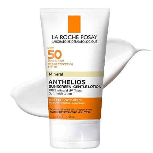 La Roche-Posay Anthelios Mineral Sunscreen SPF 50 Gentle Lotion - Face & Body, 85g 90ml (3 fl oz) | Zinc Oxide & Titanium Dioxide — SPF 50 / 4.05 Fl Oz