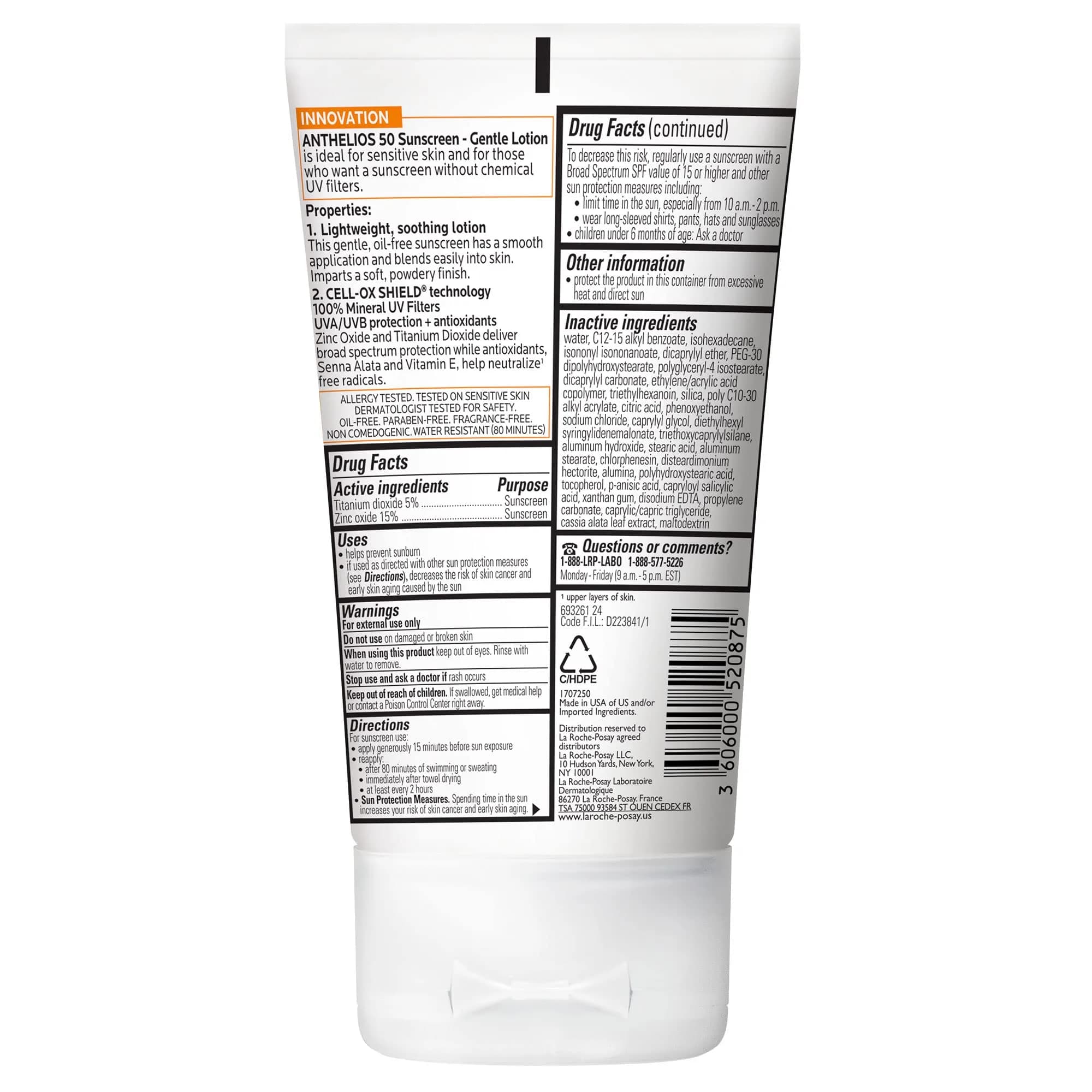 La Roche-Posay Anthelios Mineral Sunscreen Lotion SPF 50 Gentle | Broad Spectrum UVA/UVB Protection - view 8
