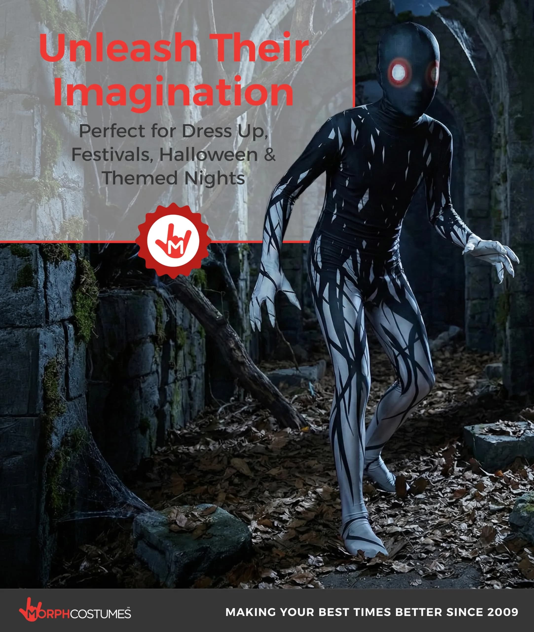 Morphsuits Zalgo Kids Costume Small (S) | Scary Creepypasta Bodysuit for Halloween & Parties - view 6