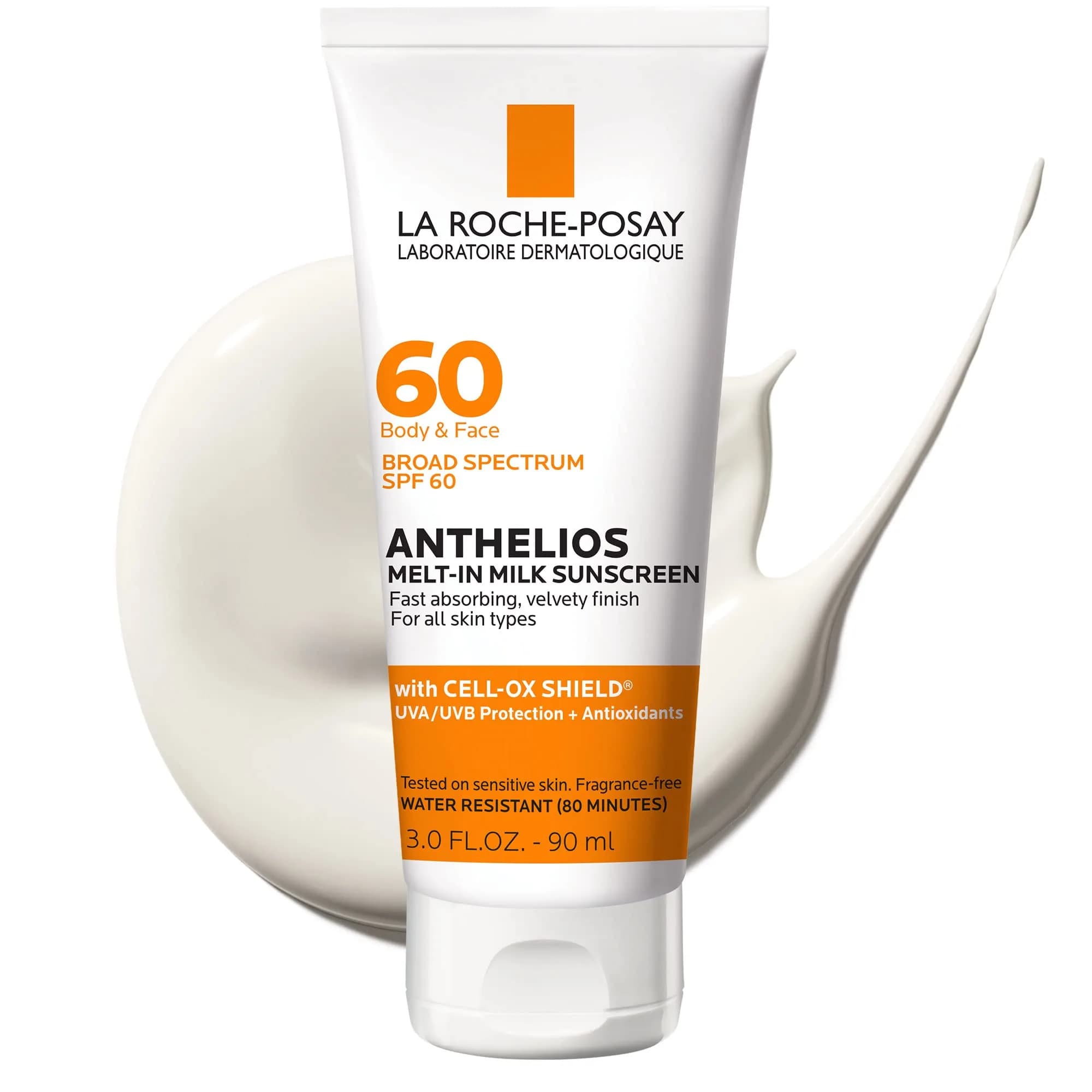 La Roche-Posay Anthelios Melt-In Milk Sunscreen SPF 60, Broad Spectrum UVA/UVB Protection, 90ml (3 Fl Oz) (Pack of 1) - main product image