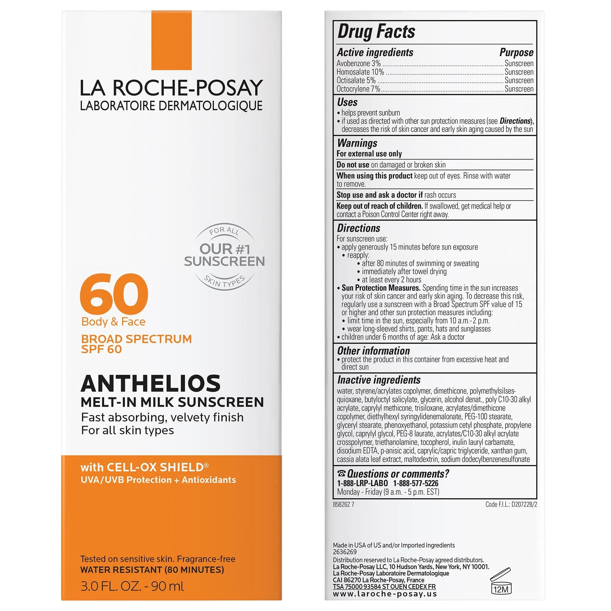 La Roche-Posay Anthelios Melt-In Milk Sunscreen SPF 60, Broad Spectrum UVA/UVB Protection, 90ml (3 Fl Oz) (Pack of 1) - view 5