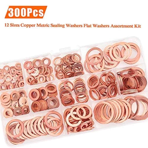 HELIFOUNER Copper Washer Assortment Set 300 Pieces M5-M20 | Corrosion Resistant Metric Sealing Washers thumbnail 2