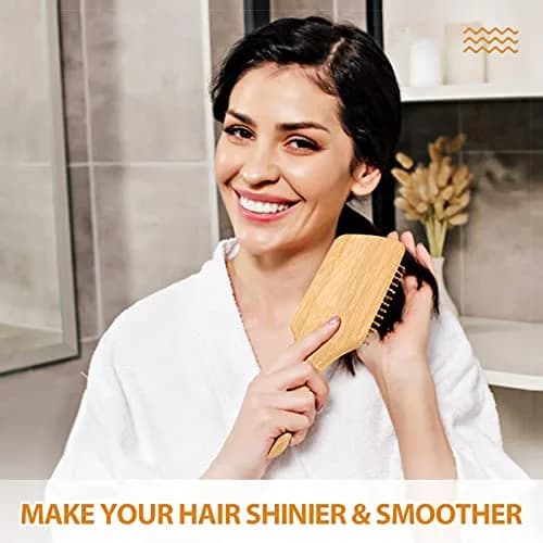 BUNDLEPRO Hair Brush with Natural Bristles | Detangling Paddle for All Hair Types, 2 Pack thumbnail 5