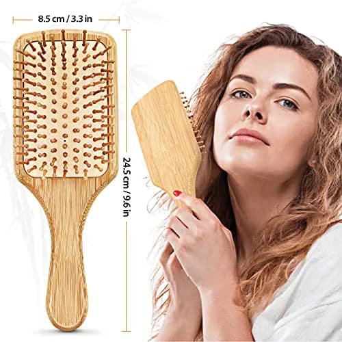 BUNDLEPRO Hair Brush with Natural Bristles | Detangling Paddle for All Hair Types, 2 Pack thumbnail 3