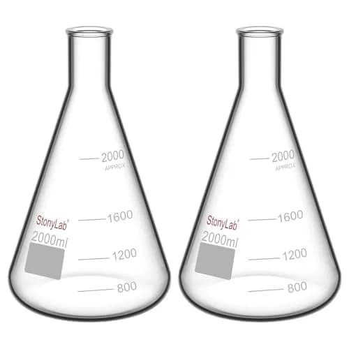 stonylab 2000 ml Narrow Mouth Erlenmeyer Glass Flask | Heavy Duty Rim, 2 L, Borosilicate thumbnail 1