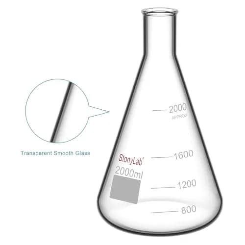 stonylab 2000 ml Narrow Mouth Erlenmeyer Glass Flask | Heavy Duty Rim, 2 L, Borosilicate thumbnail 4