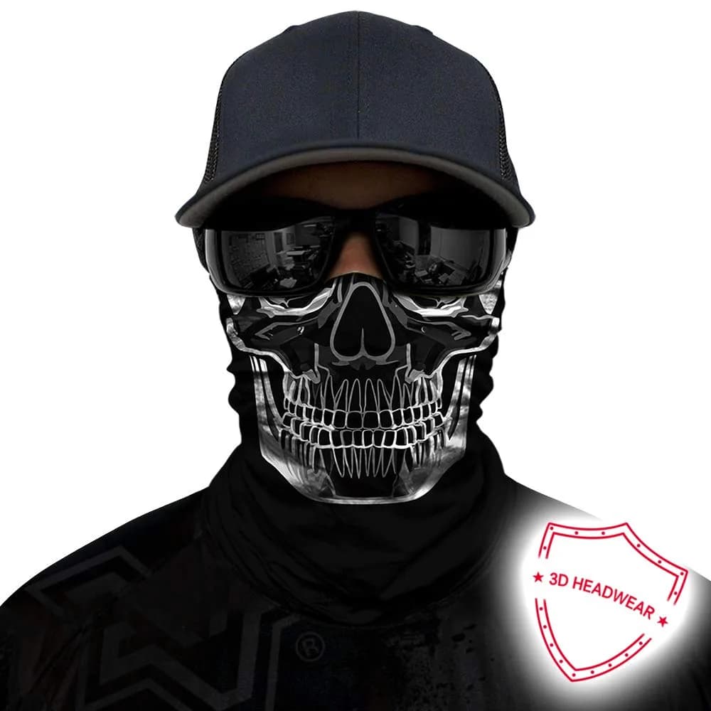 Obacle White-Line Skull Half Face Mask - Seamless 3D Tube Bandana for Men & Women - view 2
