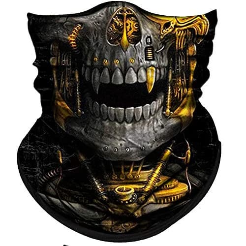 Obacle Mechanical Grey-Gold Skull Half Face Mask for Dust, Wind, UV Sun Protection thumbnail 1