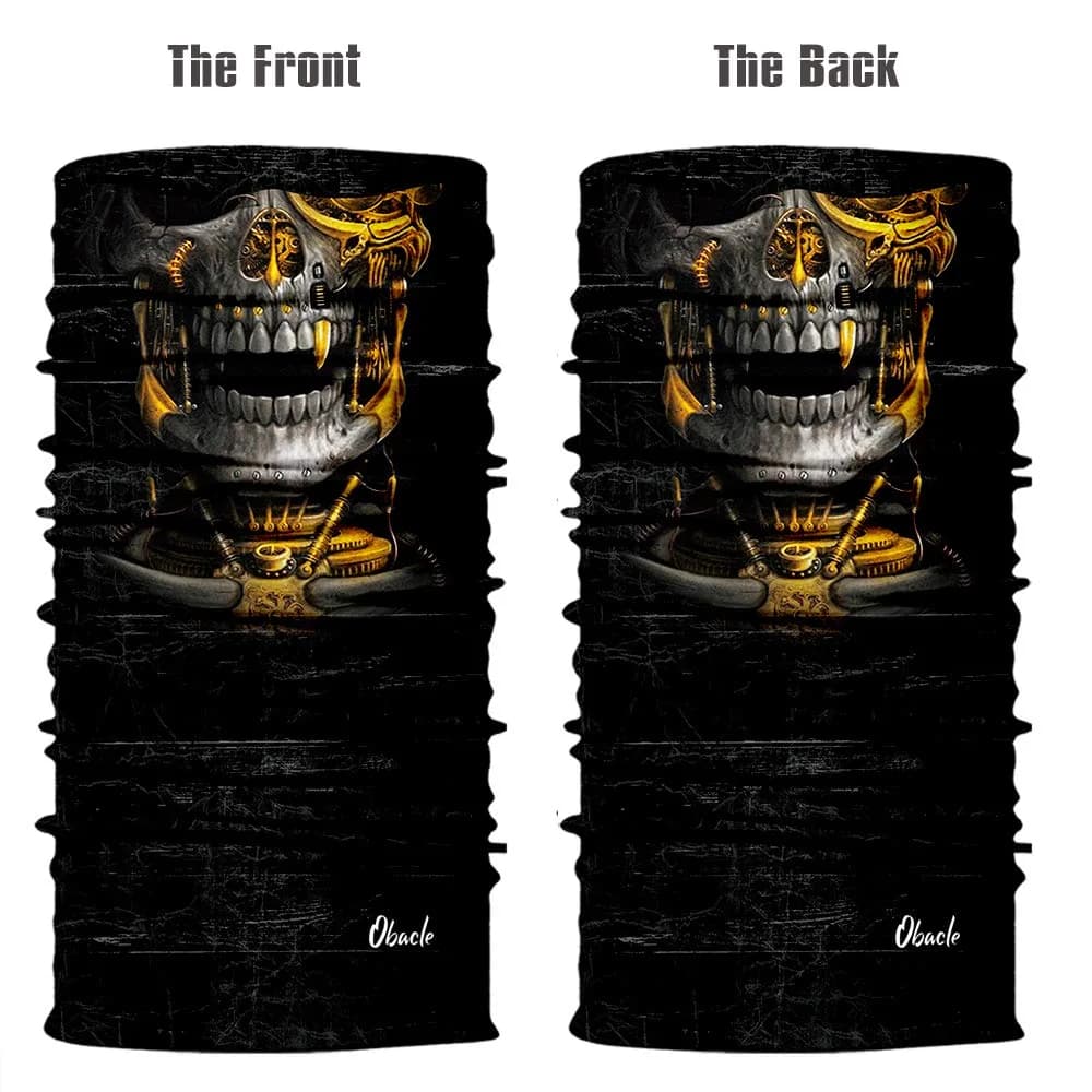 Obacle Mechanical Grey-Gold Skull Half Face Mask for Dust, Wind, UV Sun Protection - view 3