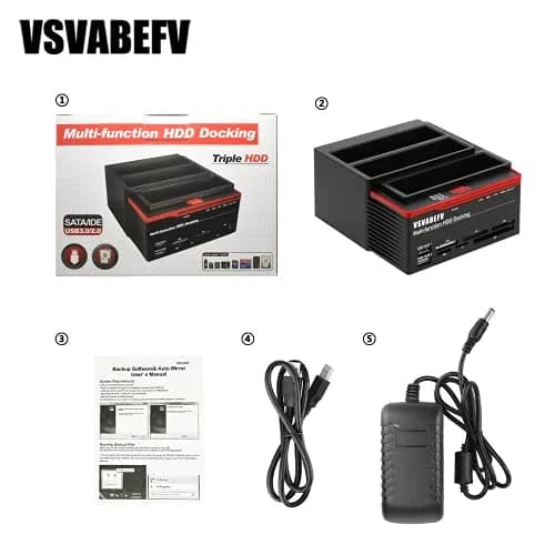 VSVABEFV IDE Hard Drive Docking Station 2.5 & 3.5 Inch USB 3.0 | High-Speed Data Transfer & Multi-Card Reader thumbnail 7