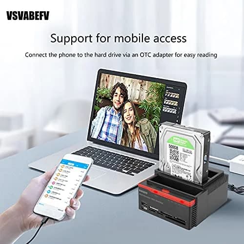VSVABEFV IDE Hard Drive Docking Station 2.5 & 3.5 Inch USB 3.0 | High-Speed Data Transfer & Multi-Card Reader thumbnail 8