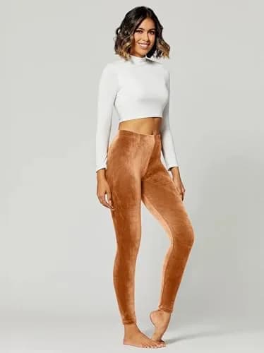 Conceited Velvet Leggings for Women - Soft Warm Velour Pants | High Waist, Skinny Fit, Small thumbnail 2