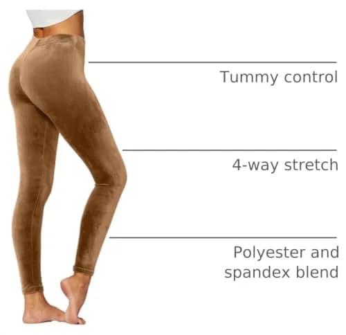 Conceited Velvet Leggings for Women - Soft Warm Velour Pants | High Waist, Skinny Fit, Small thumbnail 4