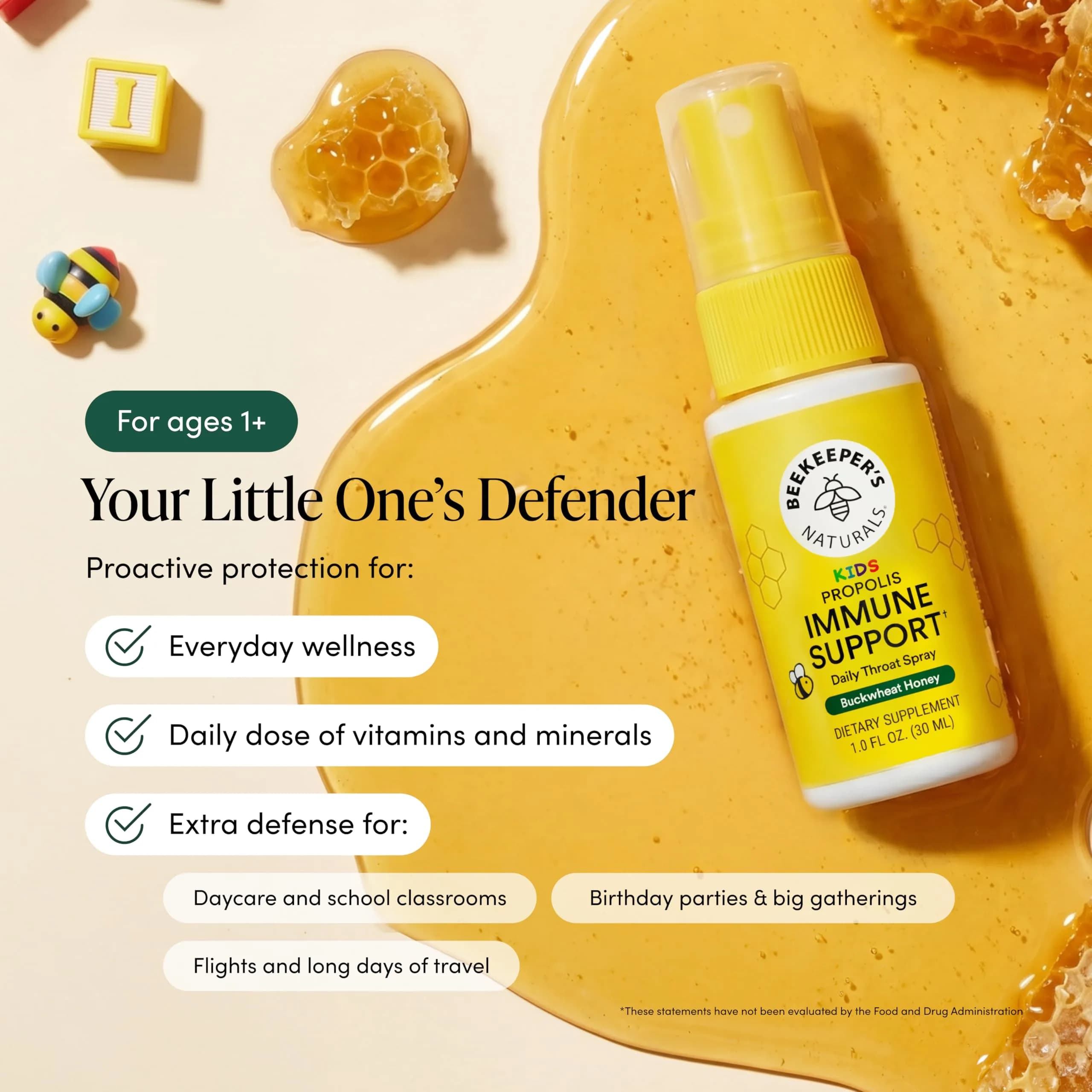 Beekeeper's Naturals Kids Propolis Throat Soother Spray, 1 oz | Natural Cooling Comfort for Dry, Scratchy Throats - view 2