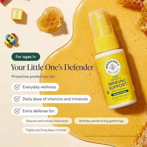 Beekeeper's Naturals Kids Propolis Throat Spray 30ml (1 Fl Oz) | Natural Immune Support & Sore Throat Relief thumbnail 2