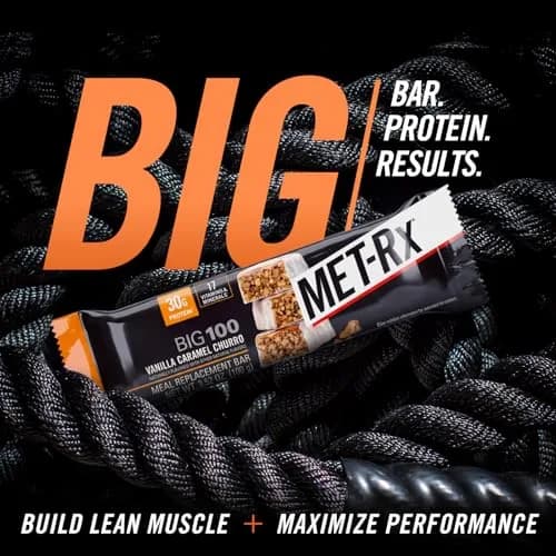 MET-Rx Big 100 Protein Bars, Vanilla Caramel Churro, 30g Protein, 9 Ct | High-Quality Muscle Support & On-the-Go Nutrition thumbnail 5