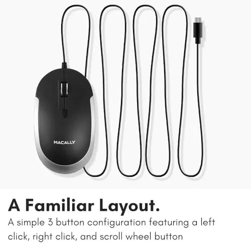 Macally USB Type C Mouse - Slim & Compact Design | Silent & DPI Switch for Mac & PC thumbnail 8