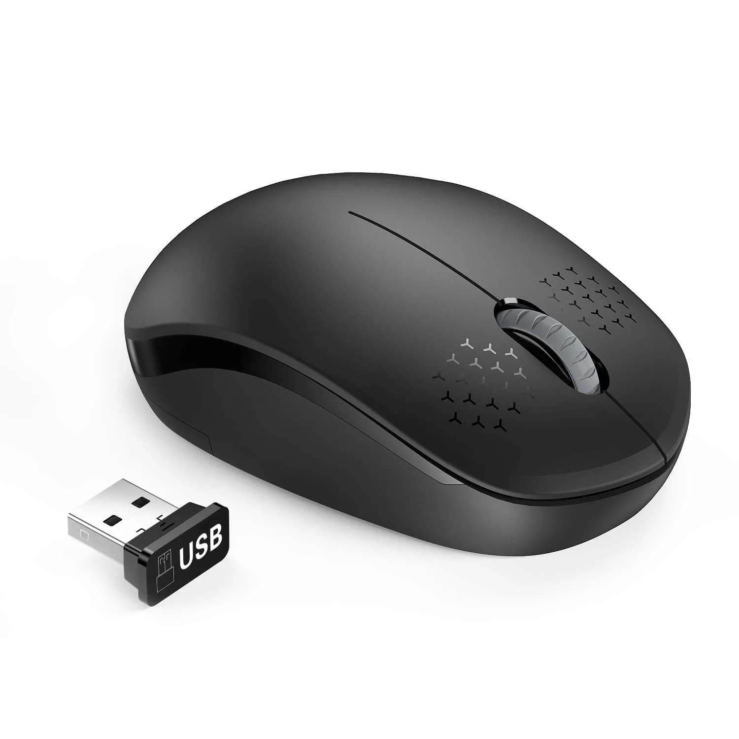 seenda Black 2.4G Wireless Optical Mouse | Noiseless Clicks & Portable Design — Black