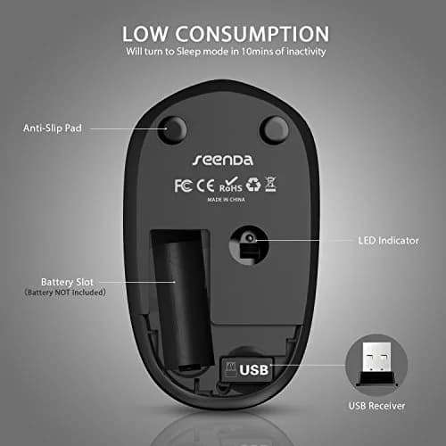 seenda Black 2.4G Wireless Optical Mouse | Noiseless Clicks & Portable Design thumbnail 6