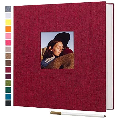 potricher Self Adhesive Photo Album 40 Pages | Linen Cover, Red, 11x10.6 Inches thumbnail 1
