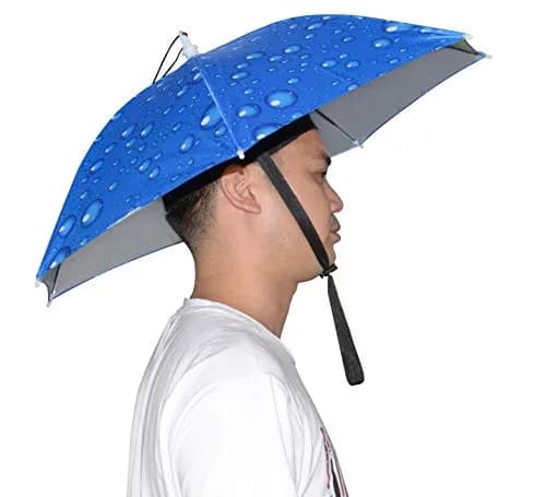 NEW-Vi Blue Umbrella Hat with Adjustable Headband | Hands-Free Sun & Rain Protection thumbnail 1