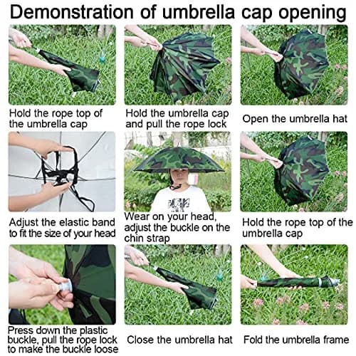NEW-Vi Umbrella Hat 25 inch Camouflage | Hands-Free Sunshade for Outdoor Activities thumbnail 6
