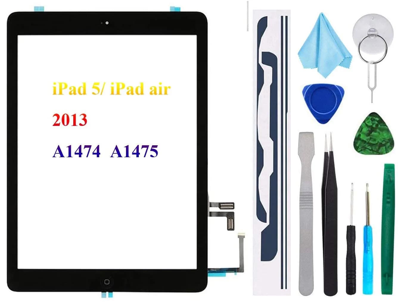 T Phael Black Digitizer Repair Kit for iPad 5 A1474 A1475 A1476 | Touch Screen Replacement Assembly with Tools
