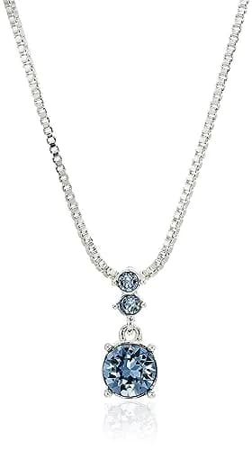 Nine West Women's Necklace and Earring Set — Silver Tone Jewelry with Blue & Crystal Accents, 17-inch Adjustable Chain thumbnail 2