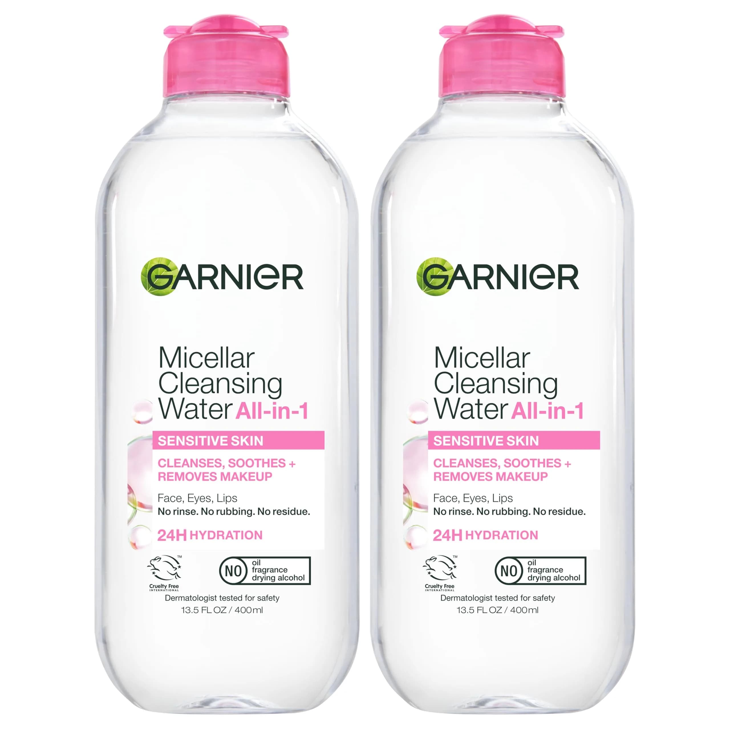 Garnier Hydrating Micellar Cleansing Water & Makeup Remover 800mL (2 x 400mL) | Gentle & Vegan Formula for Sensitive Skin - main product image