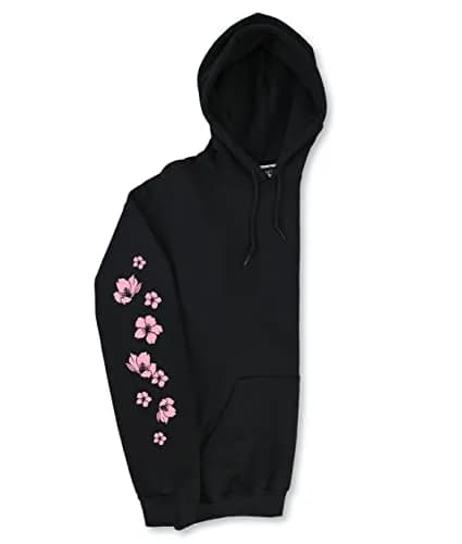 Riot Society Flamingo Blossom Mens Hoodie Hooded Sweatshirt - Black, Medium | Japanese Flamingo & Cherry Blossom Design thumbnail 6