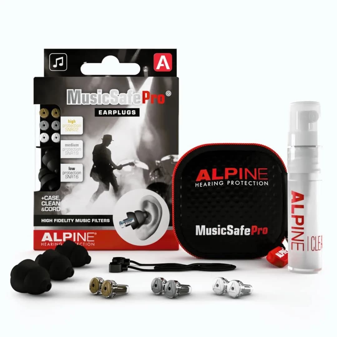 Alpine MusicSafe Pro Earplugs (2 Pairs, Black) | 3 Interchangeable Filters: 16, 19 & 22 dB