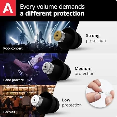 Alpine MusicSafe Pro Earplugs (2 Pairs, Black) | 3 Interchangeable Filters: 16, 19 & 22 dB thumbnail 3