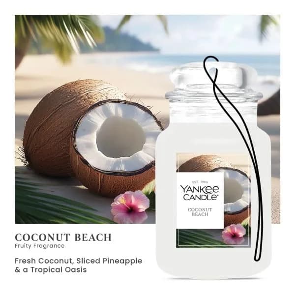 Yankee Candle Paper Car Jar Air Freshener Coconut Beach | Hanging Car Fragrance 1 Count thumbnail 2