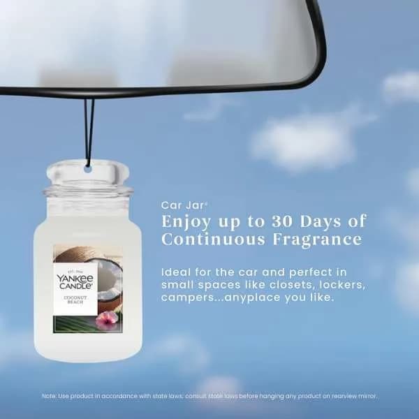 Yankee Candle Paper Car Jar Air Freshener Coconut Beach | Hanging Car Fragrance 1 Count thumbnail 3
