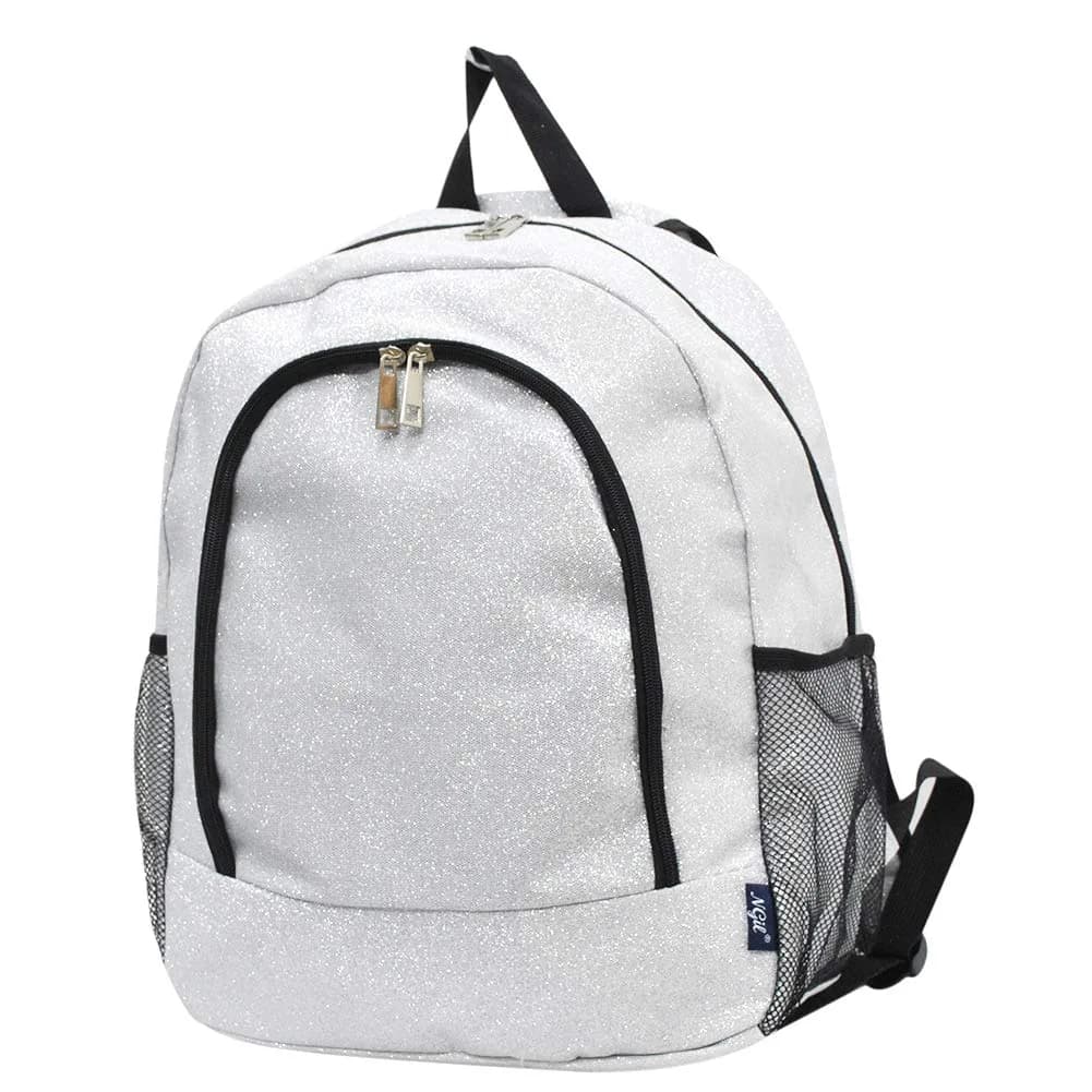 NGIL Canvas School Backpack (Glitter-Silver) | Water-Resistant, Lightweight & Perfect for Kids & Students — Glitter-silver