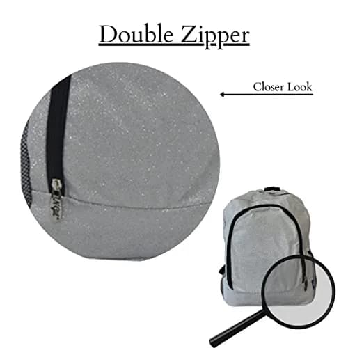 NGIL Canvas School Backpack (Glitter-Silver) | Water-Resistant, Lightweight & Perfect for Kids & Students thumbnail 6