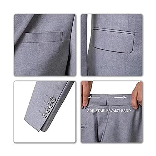 Mrbuerly Mens Suits 3 Pieces Slim Fit Wedding Suit for Men Tux Grey XS/3630 | Modern Slim Fit Formal Suit thumbnail 10