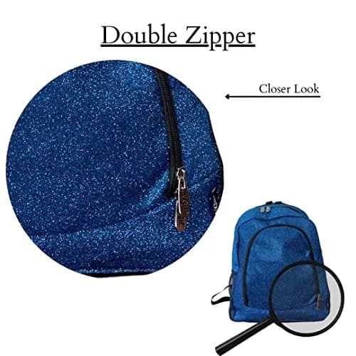 NGIL Canvas School Backpack (Glitter-Royal) | Water-Resistant Kids Backpack with Glitter Finish thumbnail 6