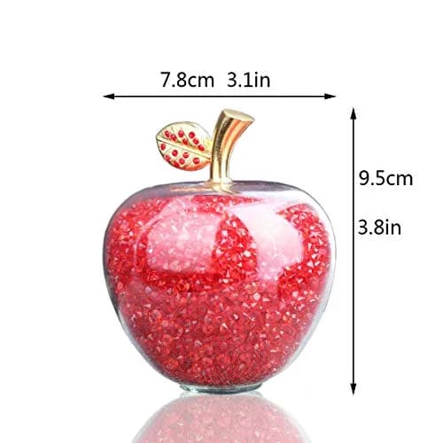 H&D HYALINE & DORA Red Crystal Apple Paperweight with Rhinestones 7.8cm (3.1in) | Handmade Glass Figurine thumbnail 4