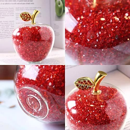 H&D HYALINE & DORA Red Crystal Apple Paperweight with Rhinestones 7.8cm (3.1in) | Handmade Glass Figurine thumbnail 7