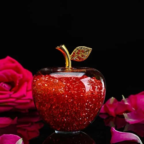 H&D HYALINE & DORA Red Crystal Apple Paperweight with Rhinestones 7.8cm (3.1in) | Handmade Glass Figurine thumbnail 8