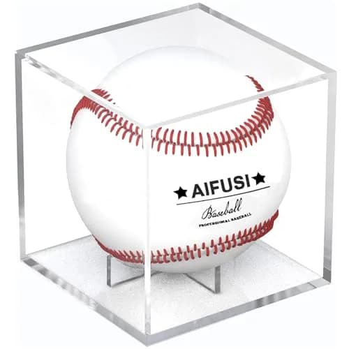 AIFUSI Baseball Display Case, UV Protected Acrylic Cube, 8cm x 8cm x 8cm | Clear, Modern & Stackable thumbnail 1