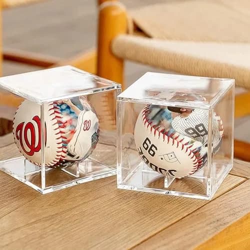 AIFUSI Baseball Display Case, UV Protected Acrylic Cube, 8cm x 8cm x 8cm | Clear, Modern & Stackable thumbnail 6