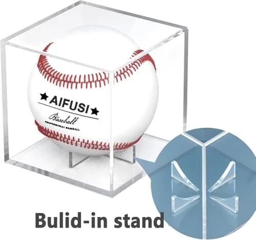 AIFUSI Baseball Display Case, UV Protected Acrylic Cube, 8cm x 8cm x 8cm | Clear, Modern & Stackable thumbnail 3