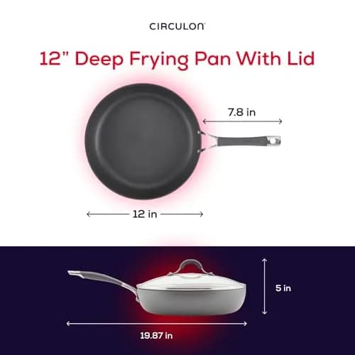 Circulon Radiance 12 Inch Deep Anodized Nonstick Frying Pan with Lid | Oven Safe to 400°F thumbnail 3