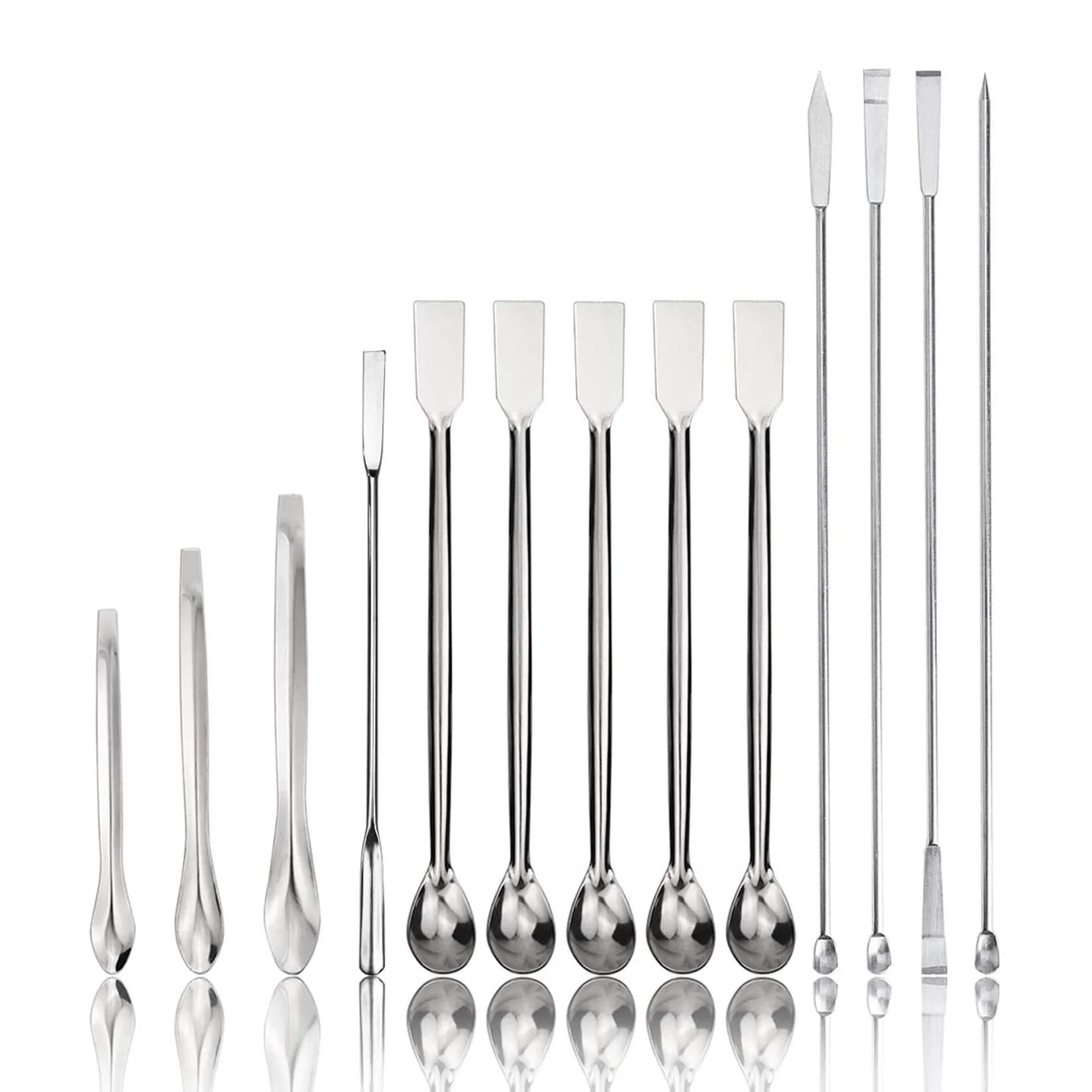 Art Secret 15 Pack Stainless Steel Micro Scoops 22cm Lab Sampling Spoons | Durable, Corrosion-Resistant Lab Utensils — 15-Pack