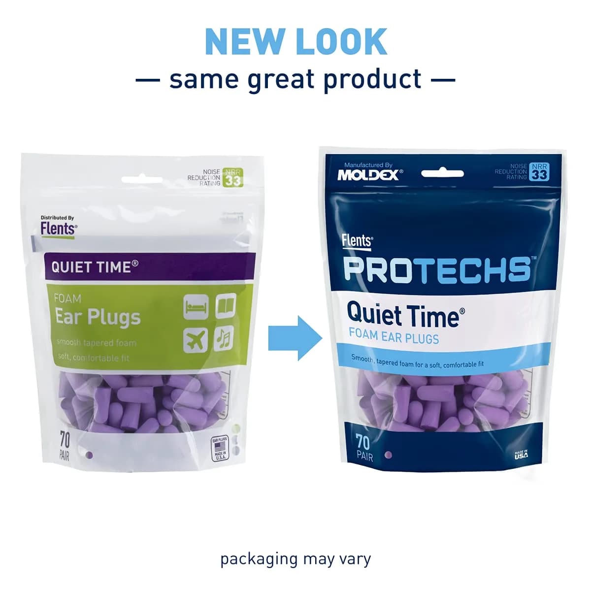 Flents Quiet Time Foam Ear Plugs NRR 33, 70 Pair Purple | High Noise Reduction for Sleep & Travel - view 2
