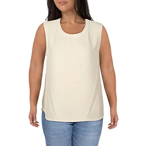 Anne Klein U-neck Shell Blouse Small US | Sleeveless, Polyester, White, Regular Fit thumbnail 2